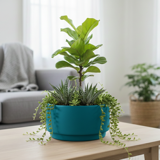 Pushkara Terra Eco Planter - Teal Blue