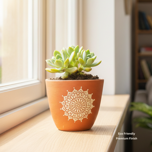 Handcrafted Terracotta Pot with Mandala Design