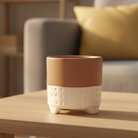 Rounded Cup-Shaped Hand-Painted Terracotta Planter