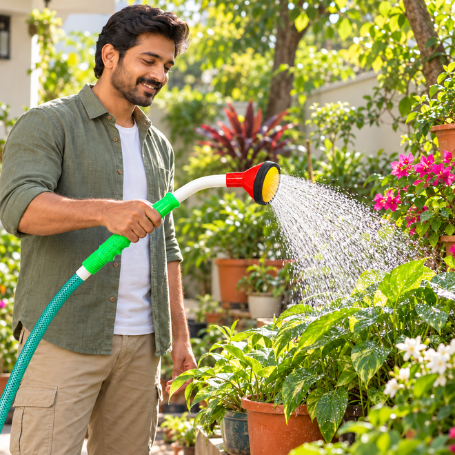 Pushkara Garden Shower Head for Plants, Hose End Water Sprayer Nozzle, Garden Hose Nozzle for Gentle Watering of Pots, Flowers, Lawn and Outdoor Plants